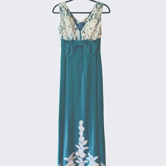 Stunning True Vintage Turquoise Velvet Dress XS - Picture 9 of 12